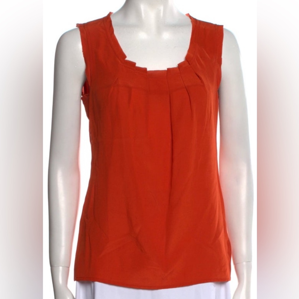 Tory Burch, Vikki Shell Silk Tank, Orange Wildberry size 12.